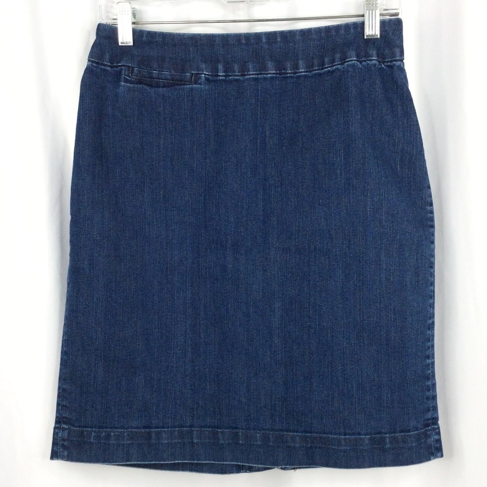 Coldwater Creek Denim Jean Skirt Women's Size 8P 8 Petite Blue Cotton Stretch‎